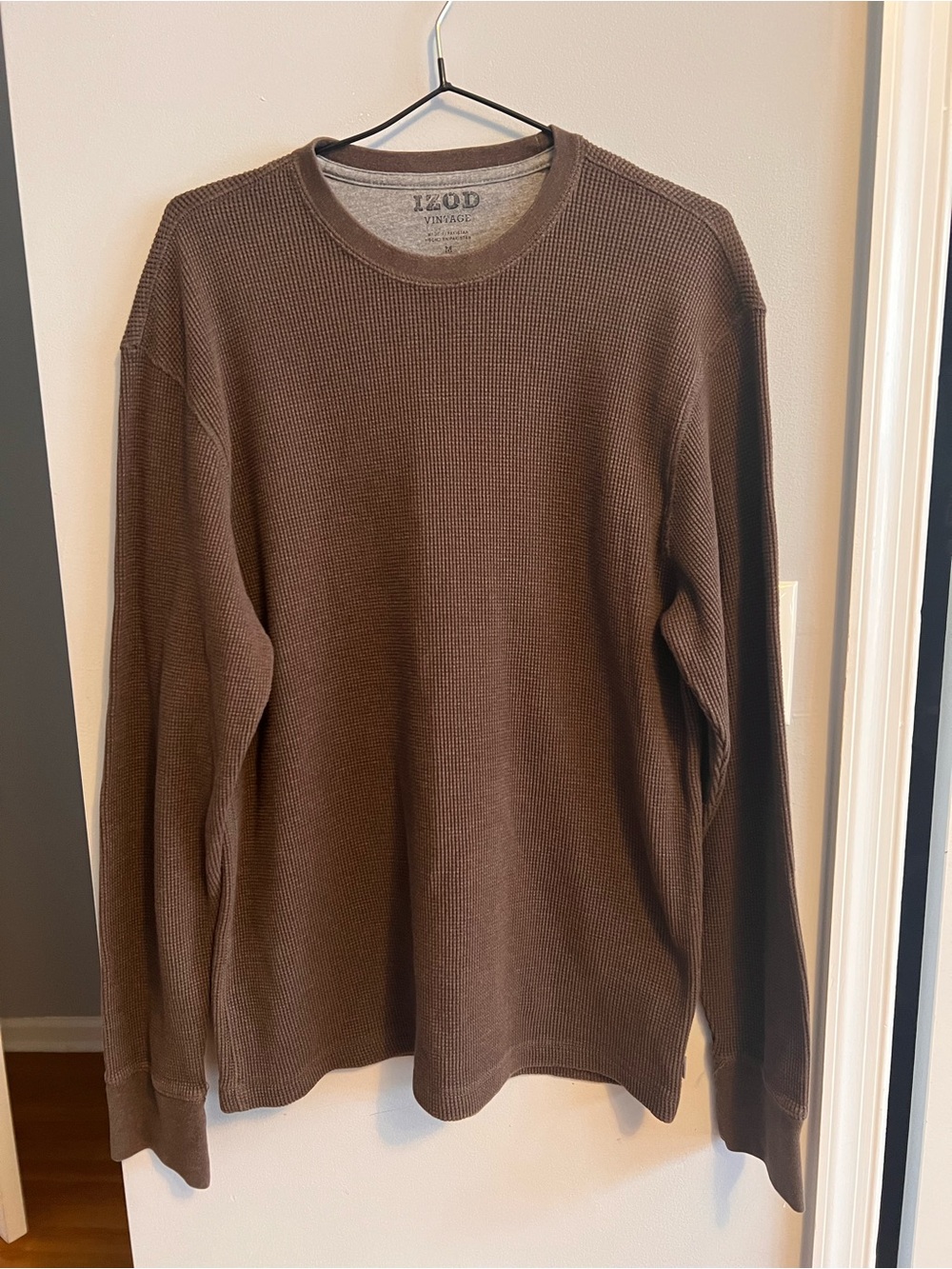Izod Men's Dark Brown Waffle Crewneck Sweater